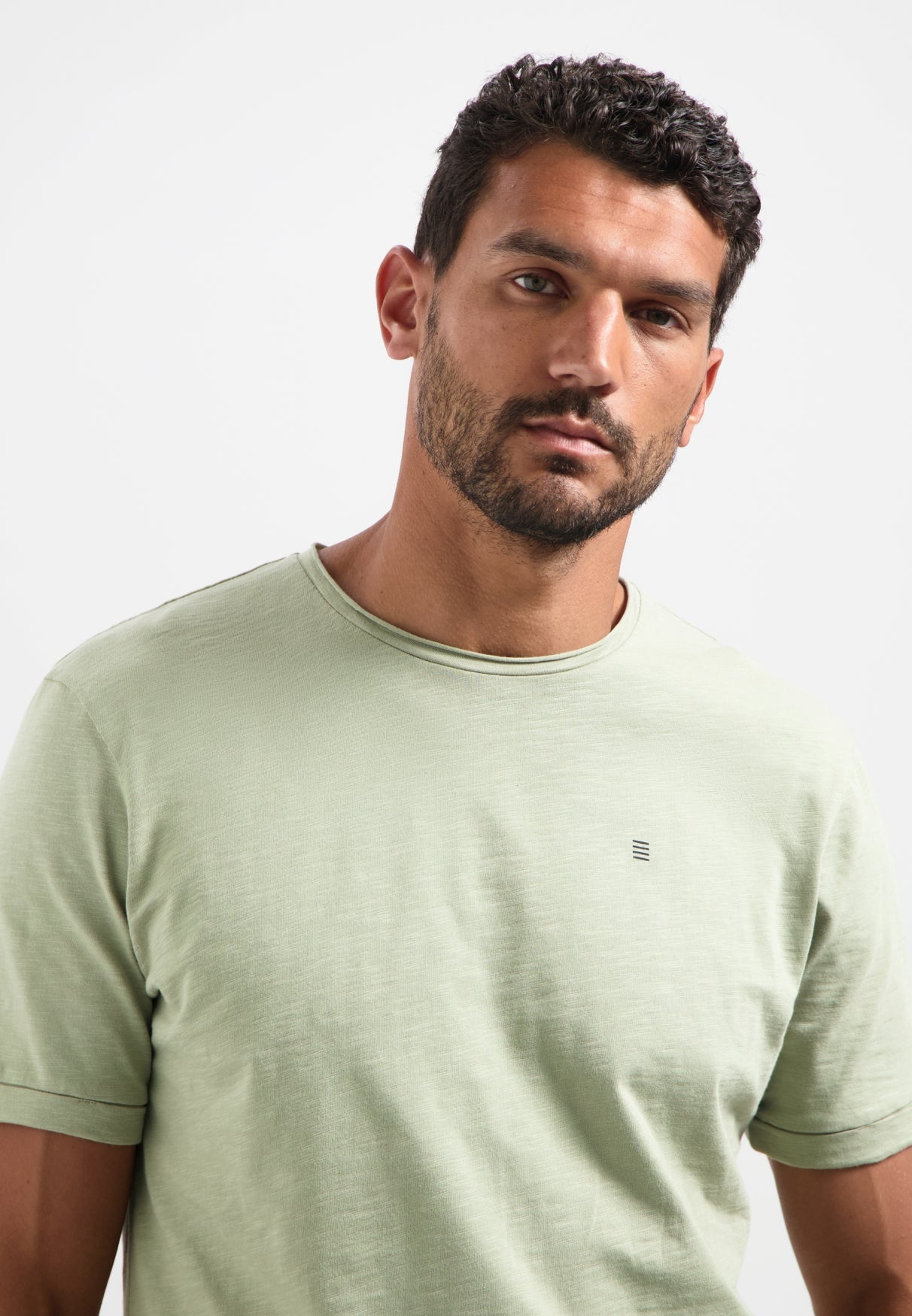 Slub crew neck T-shirt | Light Moss