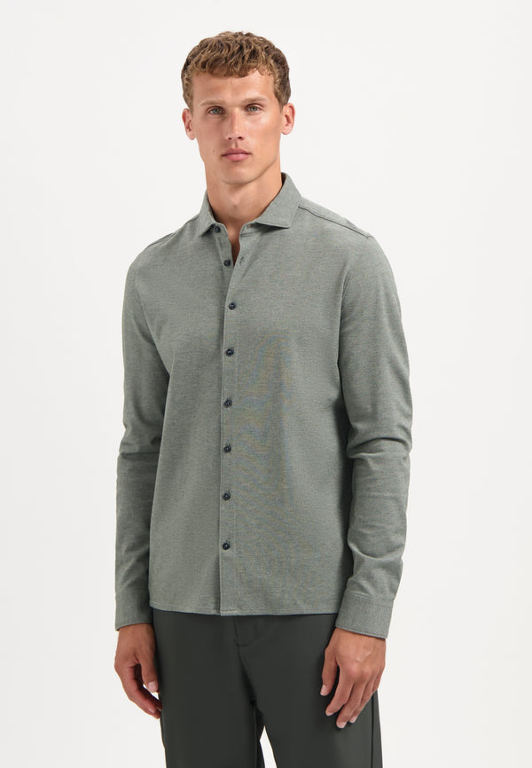 Melange jersey shirt | Dark Green