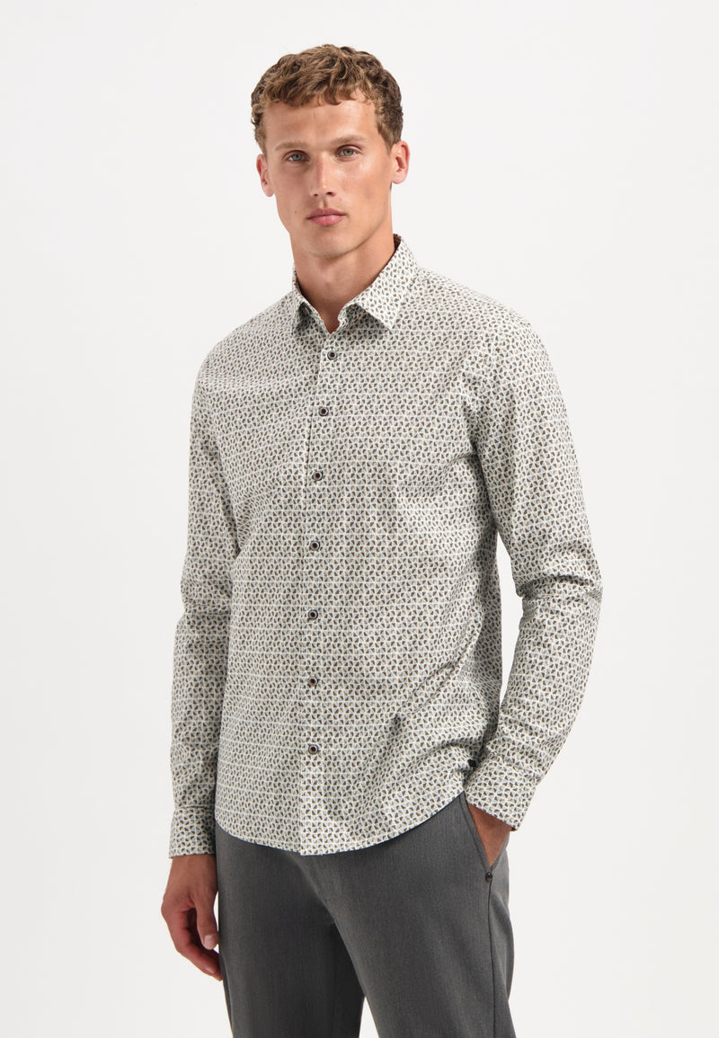 Printed stretch shirt | Taupe