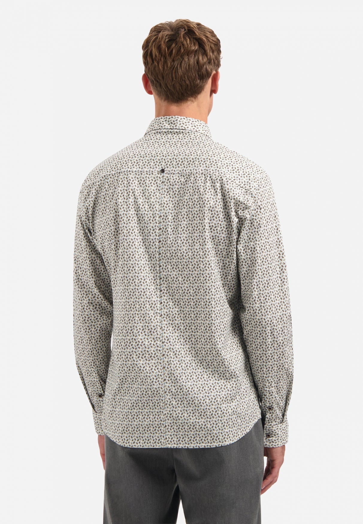Printed stretch shirt | Taupe