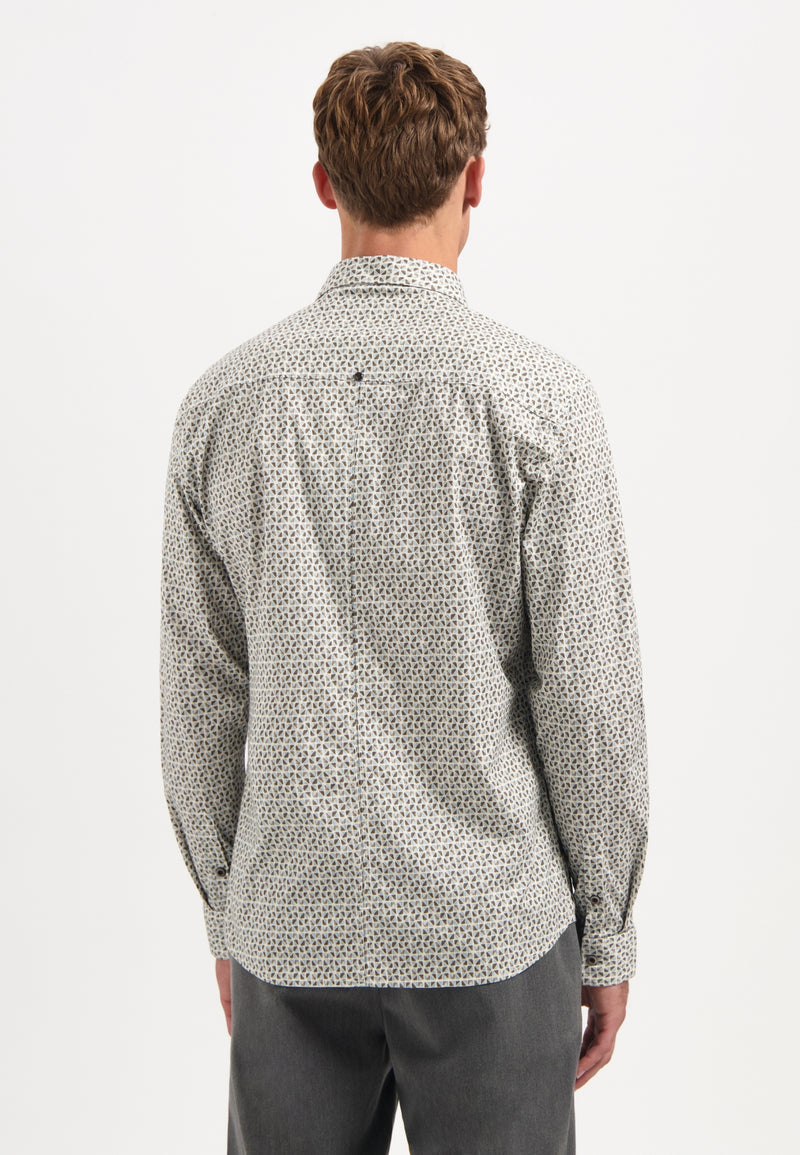 Printed stretch shirt | Taupe