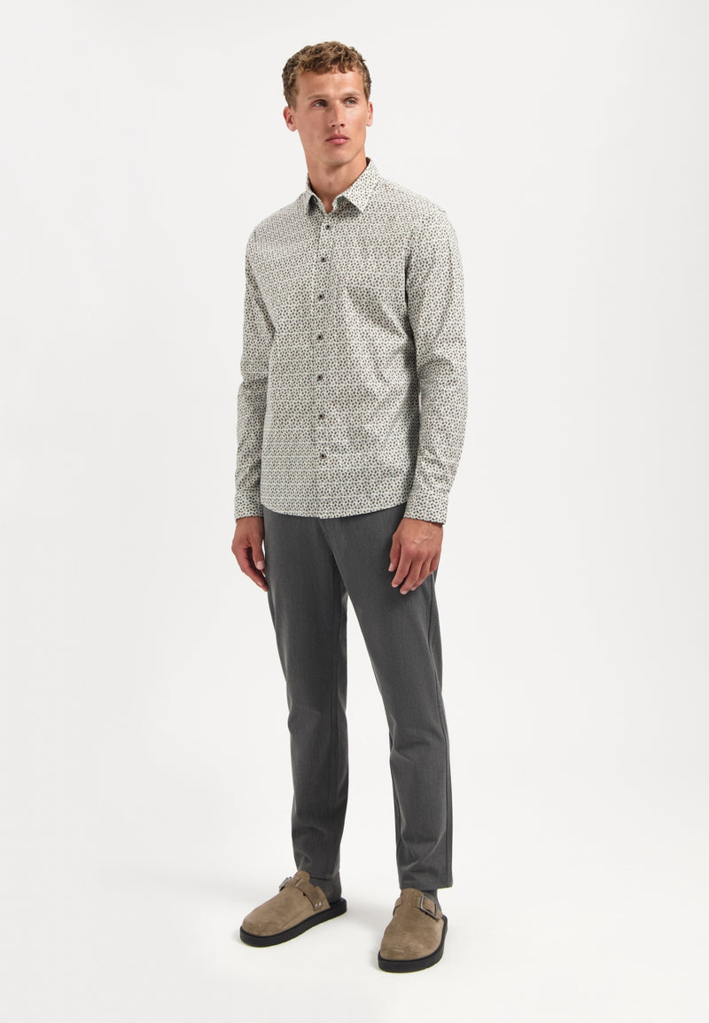Printed stretch shirt | Taupe