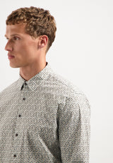 Printed stretch shirt | Taupe