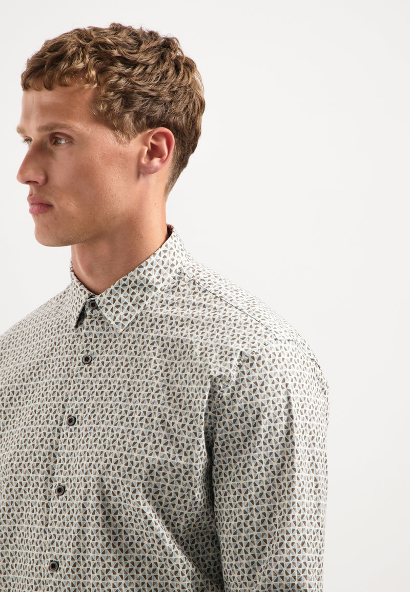 Printed stretch shirt | Taupe