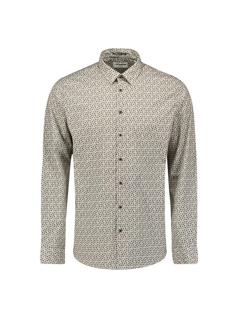 Printed stretch shirt | Taupe