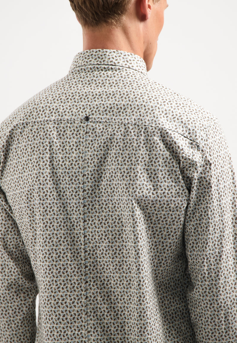 Printed stretch shirt | Taupe