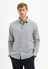 Printed stretch shirt | Dusty Blue