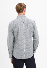 Printed stretch shirt | Dusty Blue