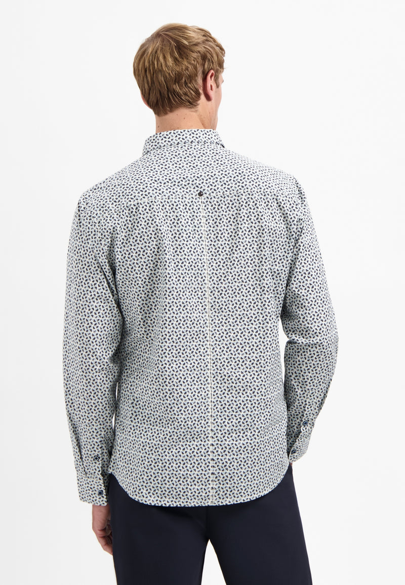 Printed stretch shirt | Dusty Blue