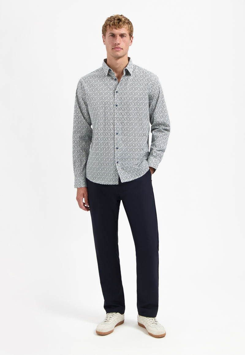 Printed stretch shirt | Dusty Blue