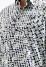 Printed stretch shirt | Dusty Blue