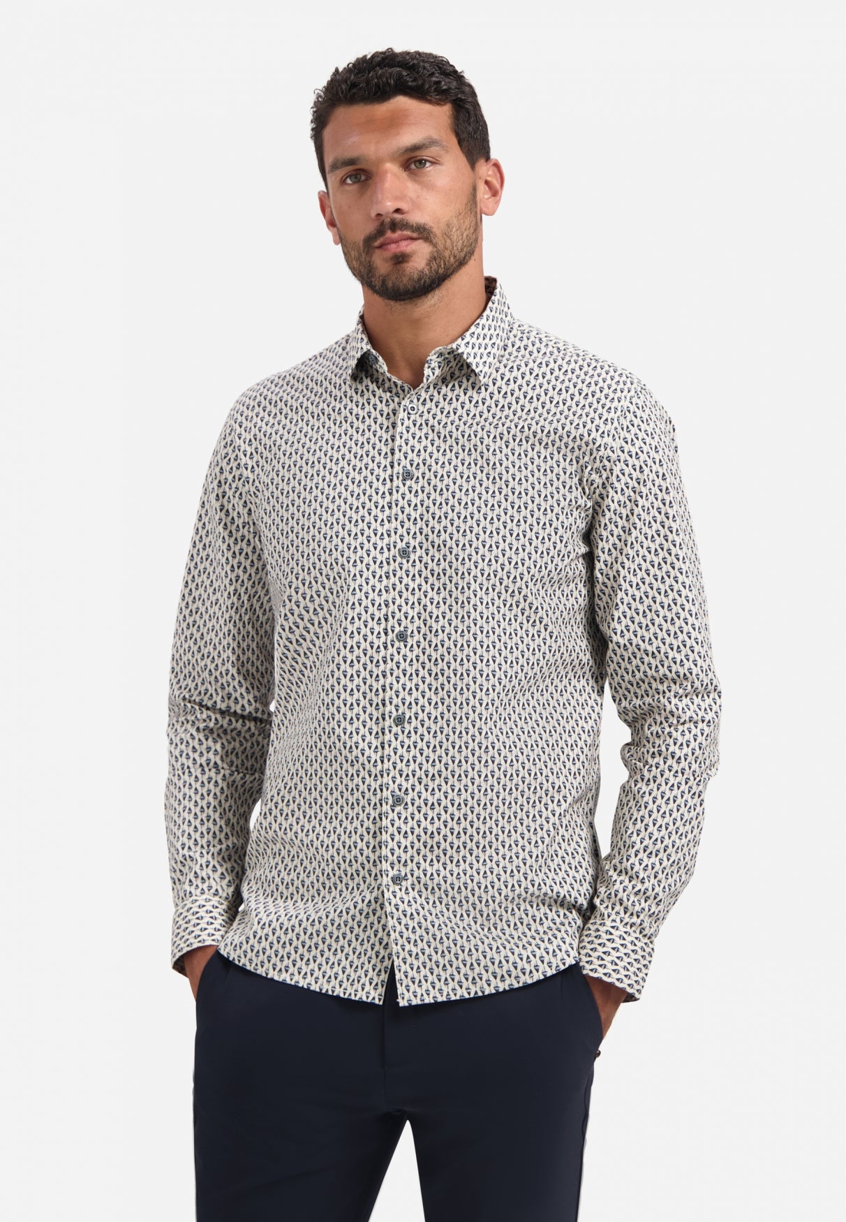 Printed stretch shirt | White
