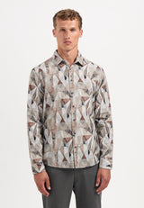 Printed stretch shirt | Taupe