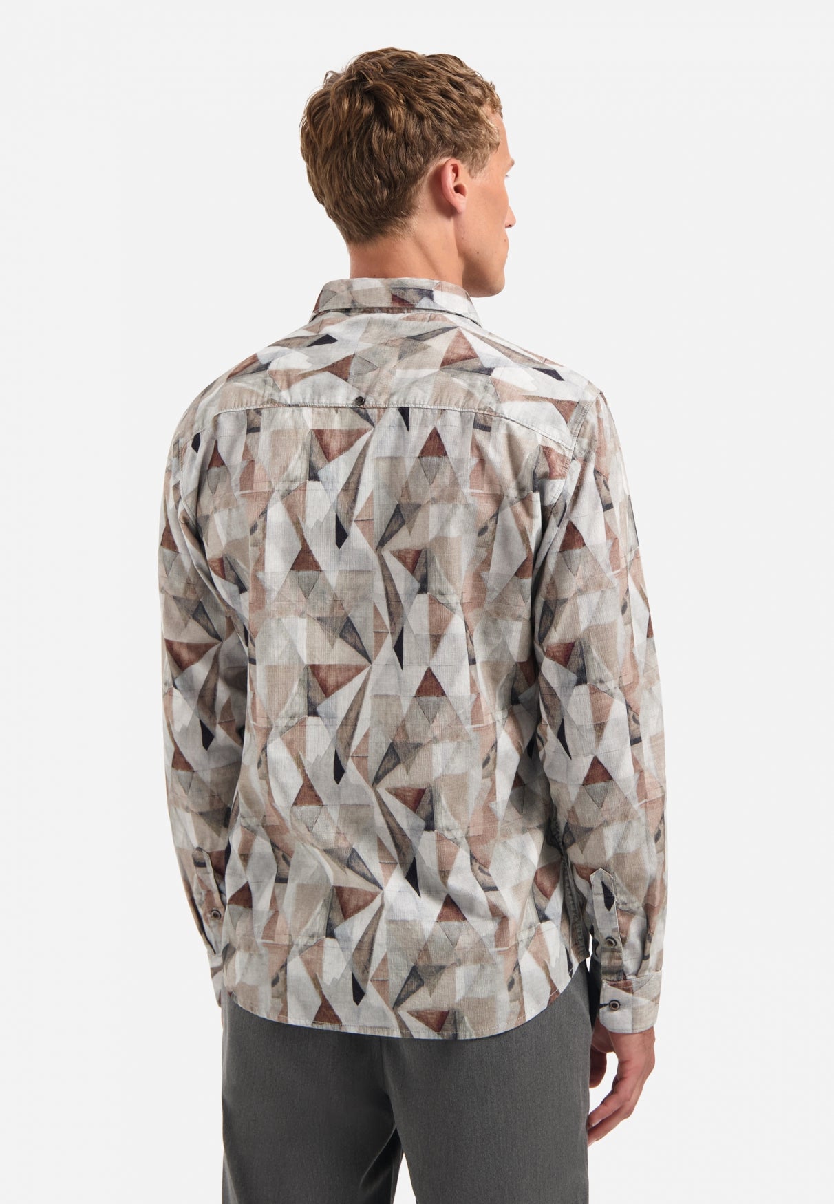 Printed stretch shirt | Taupe