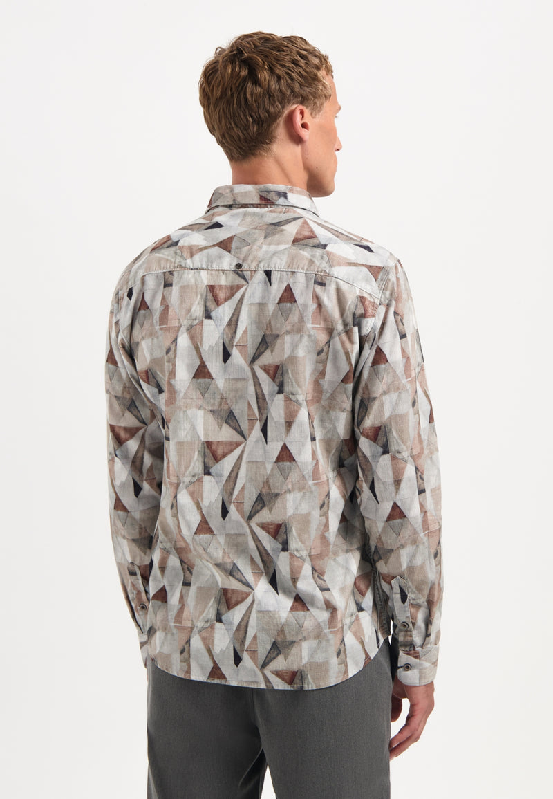 Printed stretch shirt | Taupe