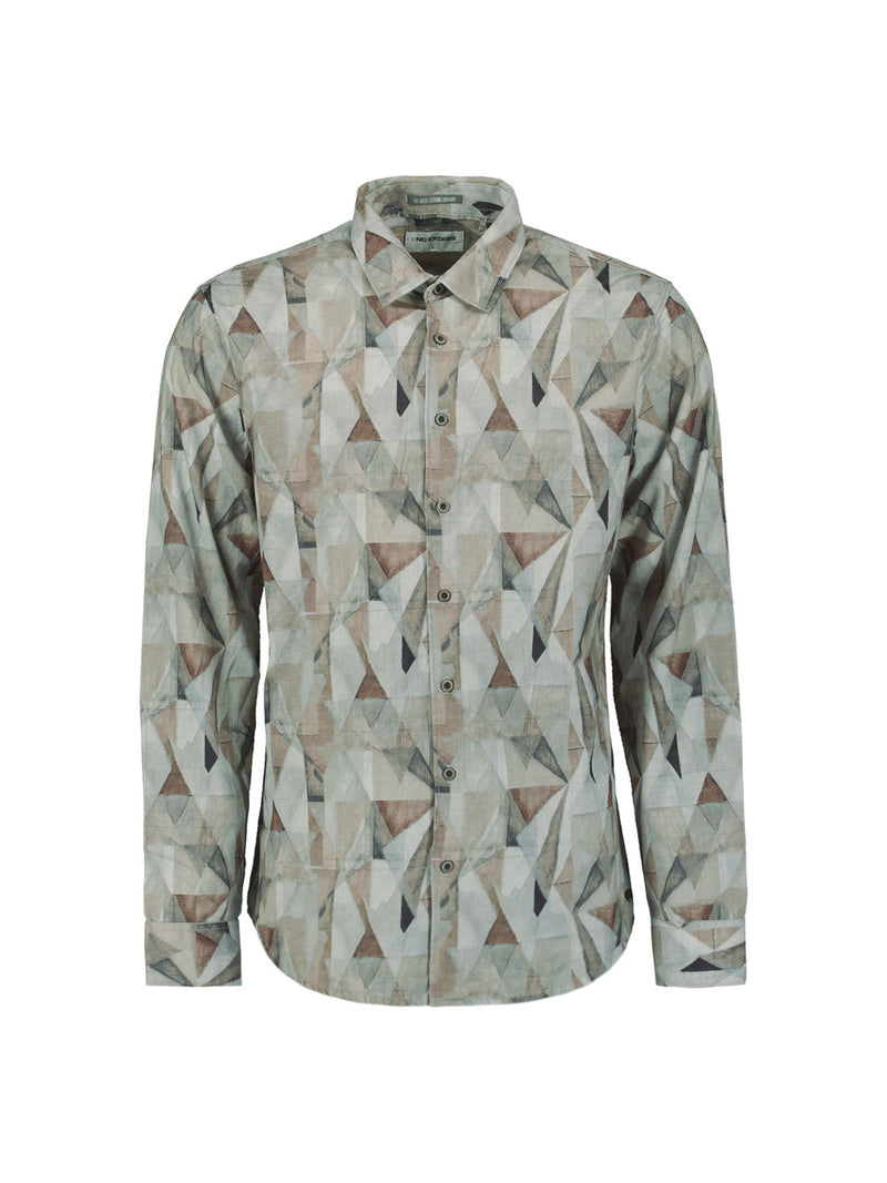 Printed stretch shirt | Taupe