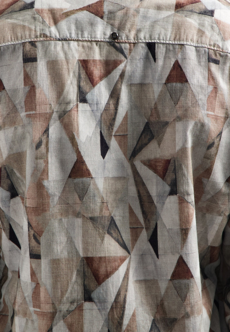 Printed stretch shirt | Taupe