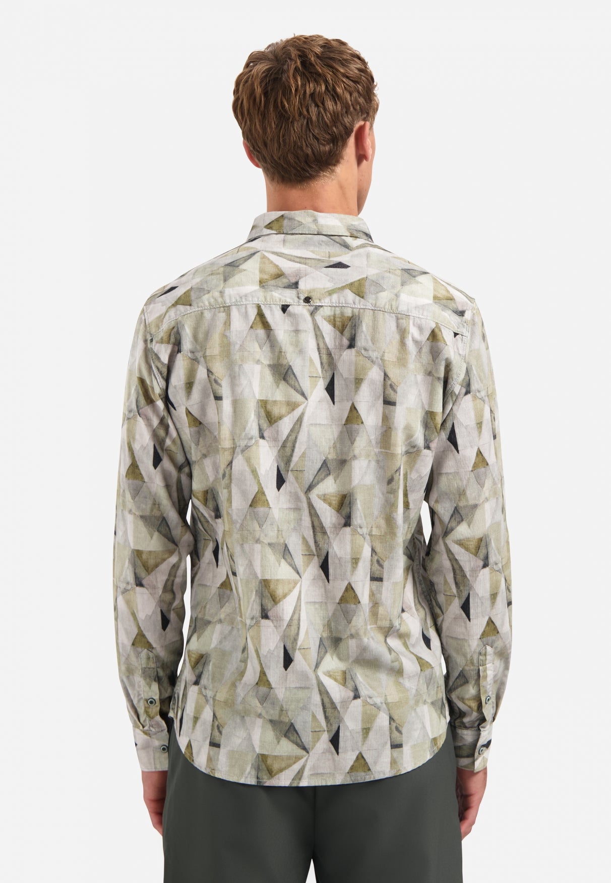 Printed stretch shirt | Light Moss