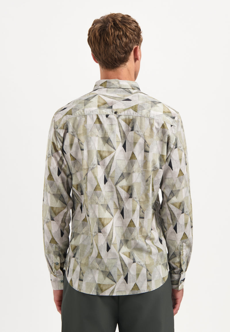 Printed stretch shirt | Light Moss