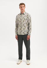 Printed stretch shirt | Light Moss