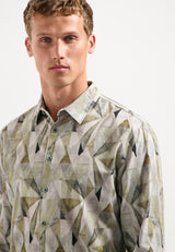 Printed stretch shirt | Light Moss