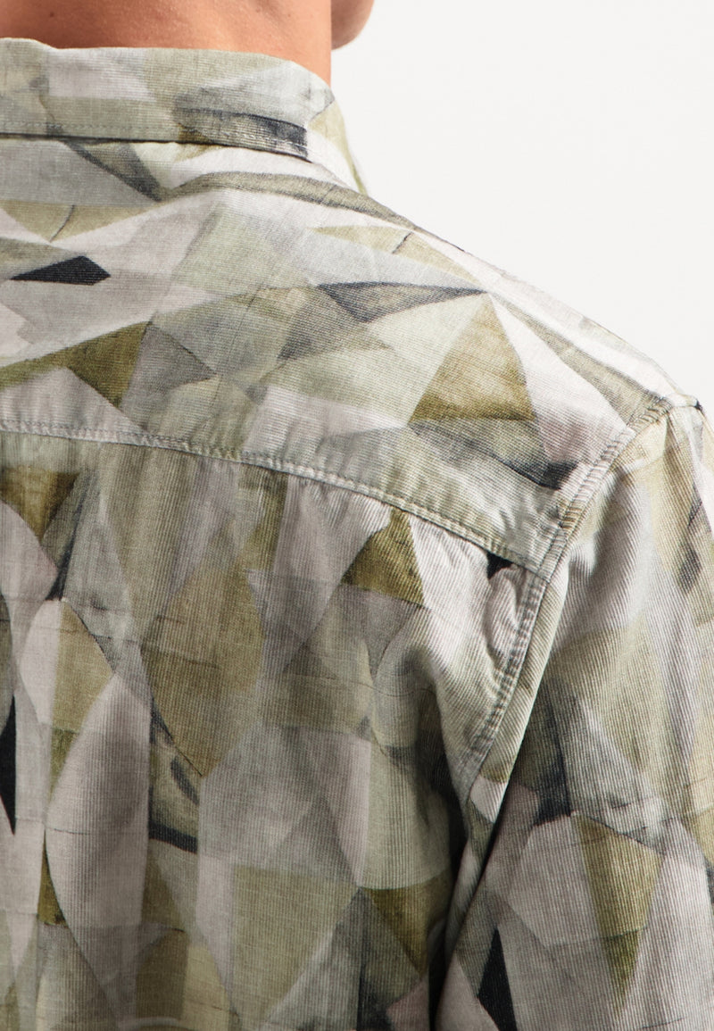Printed stretch shirt | Light Moss