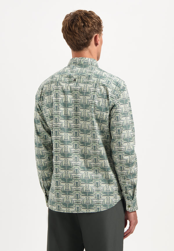 Printed stretch shirt | Dark Green