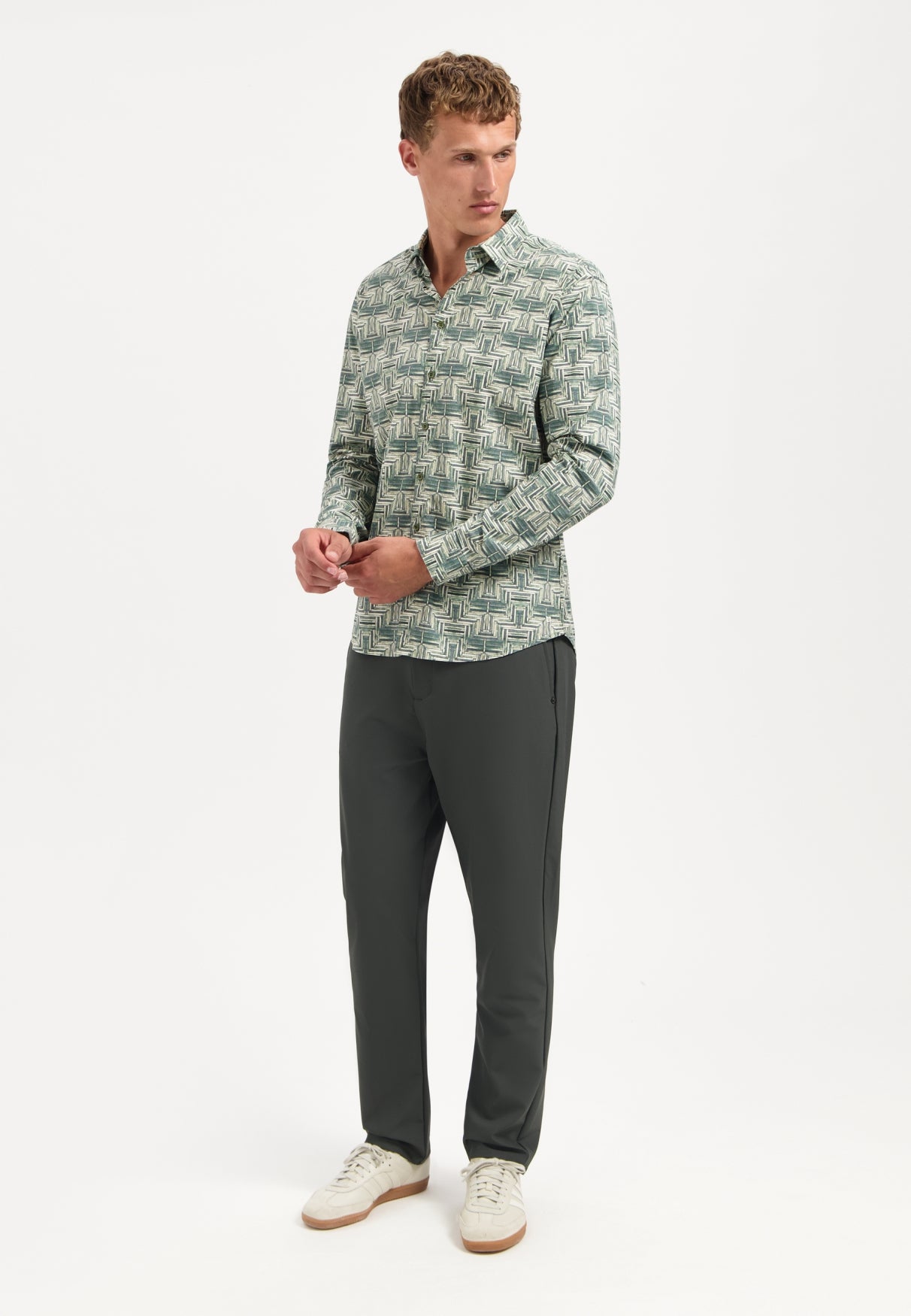 Printed stretch shirt | Dark Green