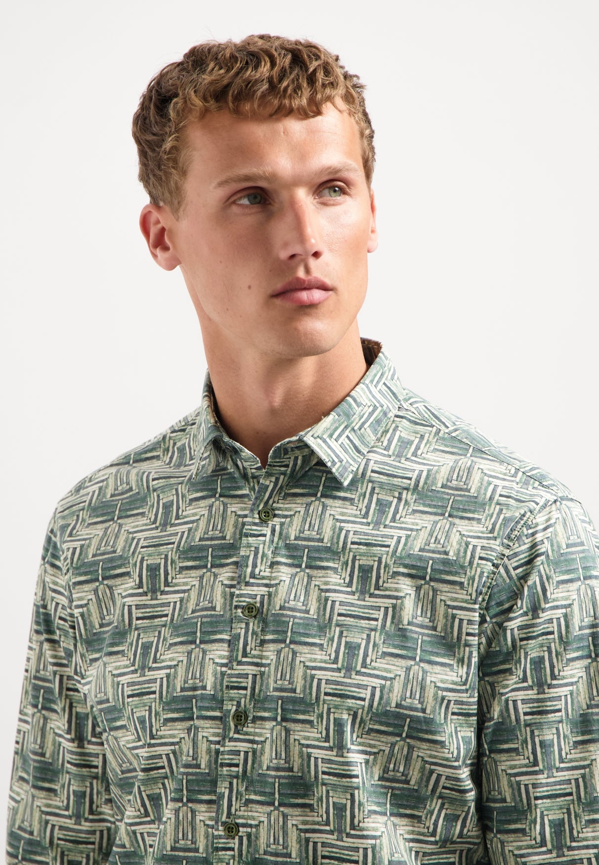 Printed stretch shirt | Dark Green