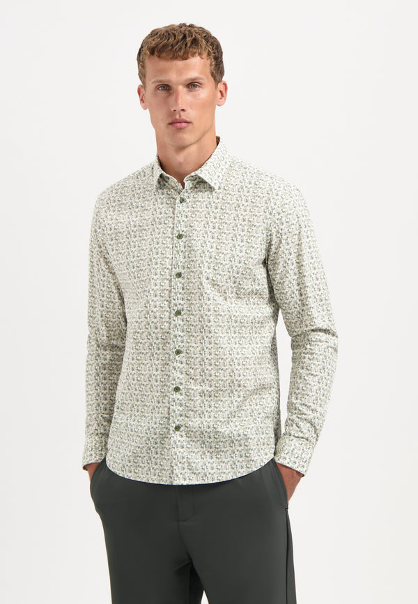 Printed stretch shirt | Dark Green
