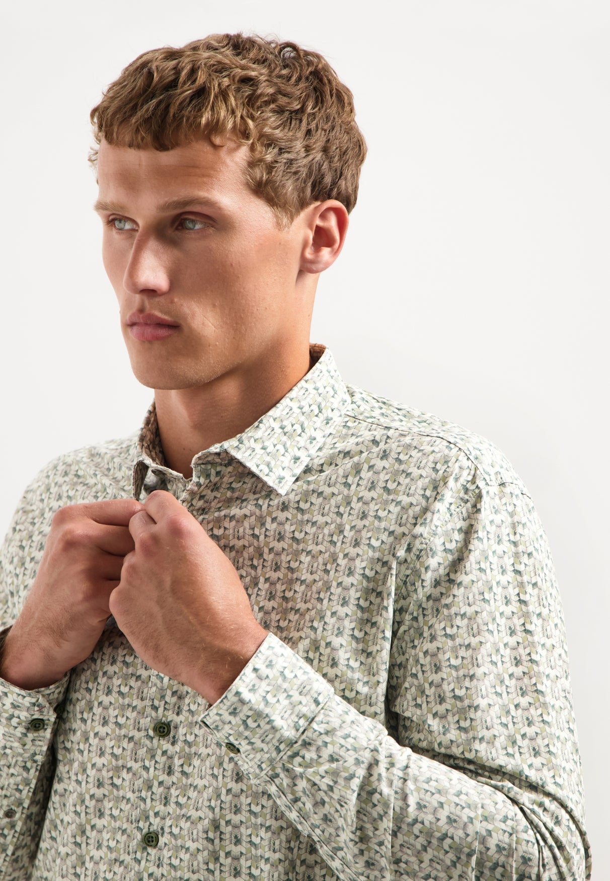 Printed stretch shirt | Dark Green