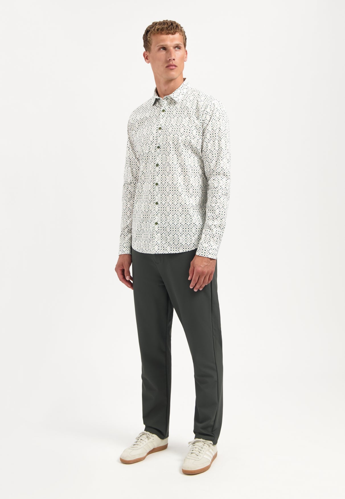 Printed stretch shirt | Dark Green