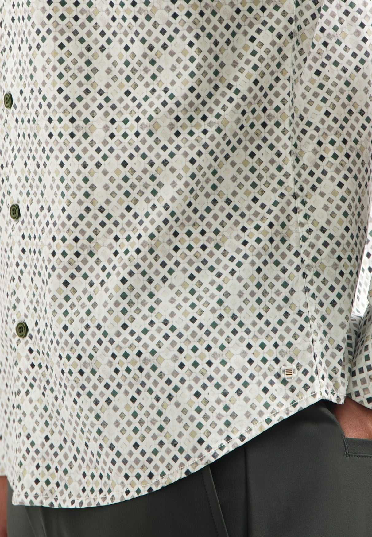 Printed stretch shirt | Dark Green