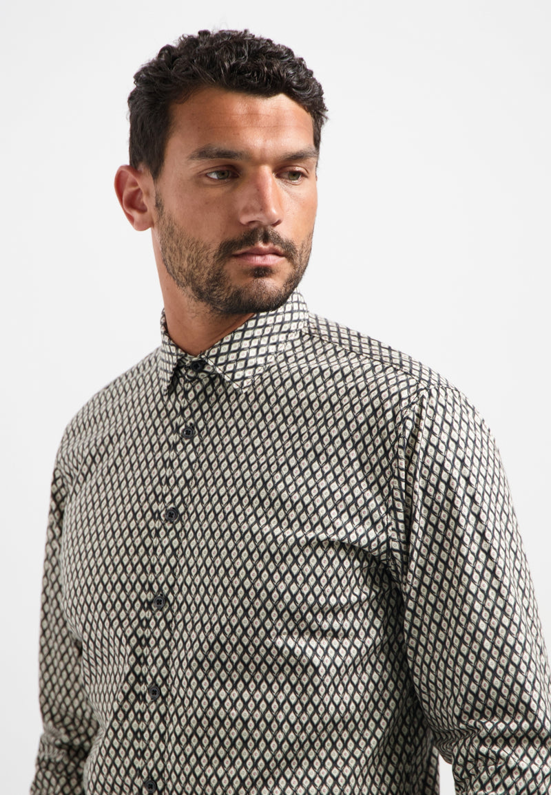 Printed stretch shirt | Black