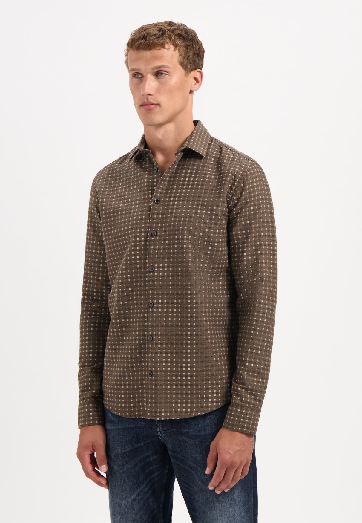 Woven jaquard shirt | Taupe