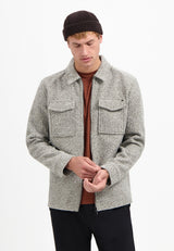 Wool zipped overshirt | Grey Melange