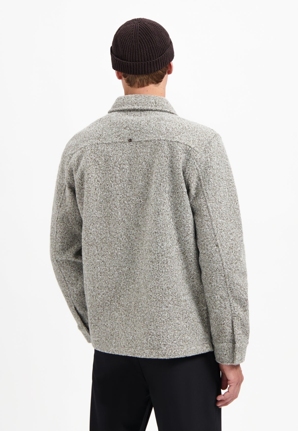 Wool zipped overshirt | Grey Melange
