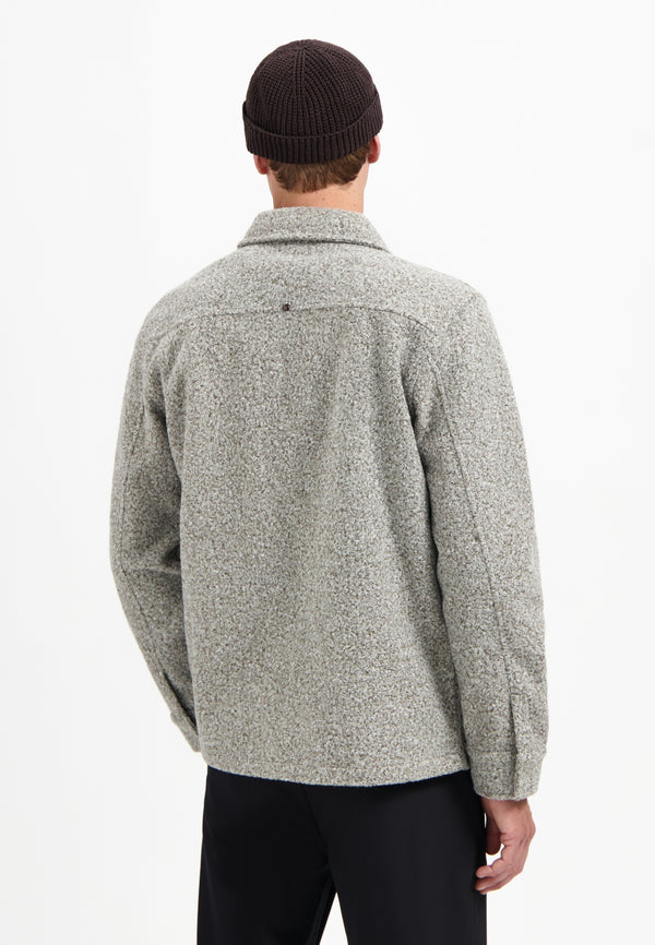Wool zipped overshirt | Grey Melange