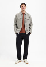 Wool zipped overshirt | Grey Melange