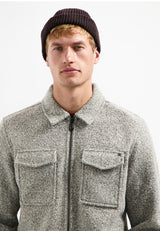 Wool zipped overshirt | Grey Melange