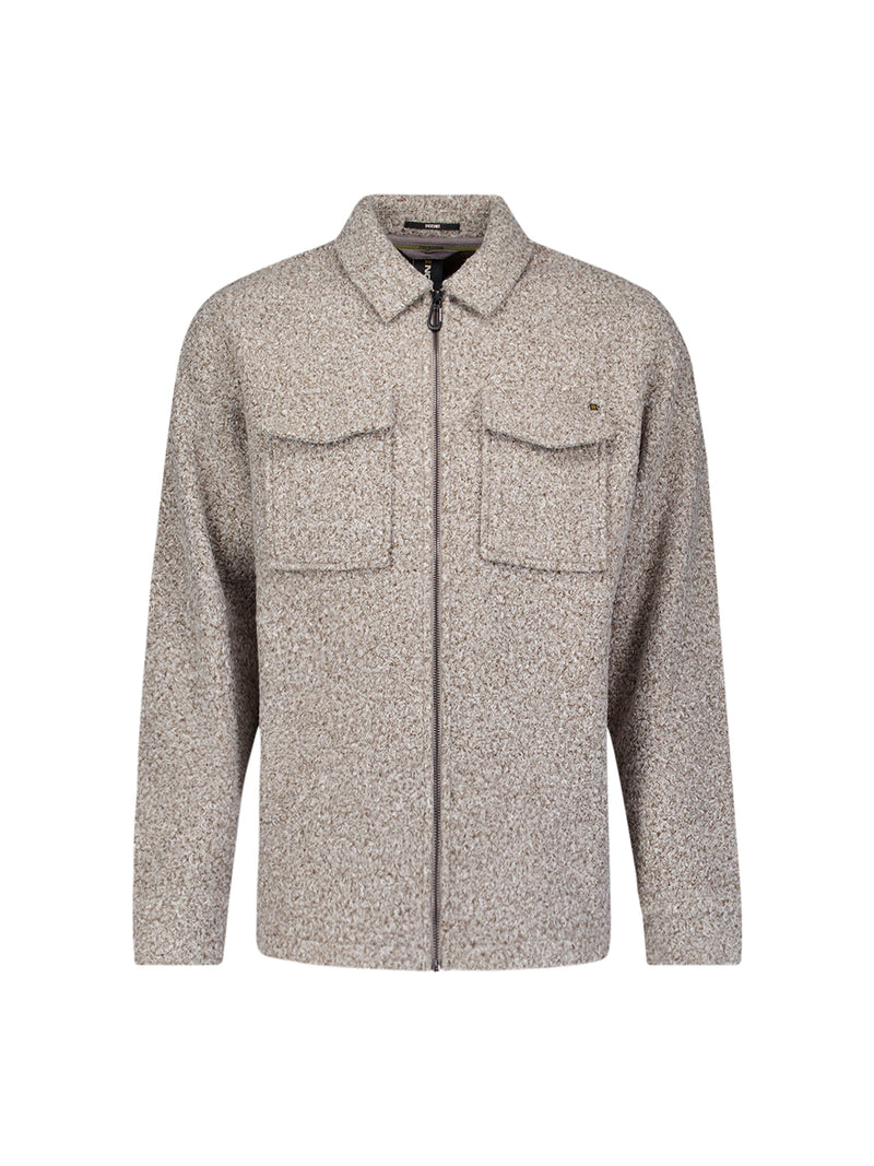 Wool zipped overshirt | Grey Melange