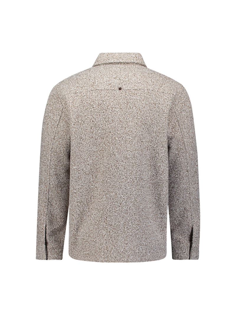 Wool zipped overshirt | Grey Melange