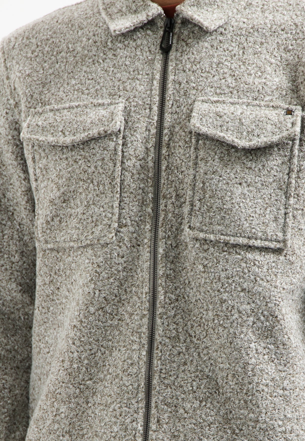 Wool zipped overshirt | Grey Melange
