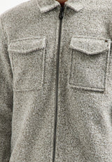 Wool zipped overshirt | Grey Melange