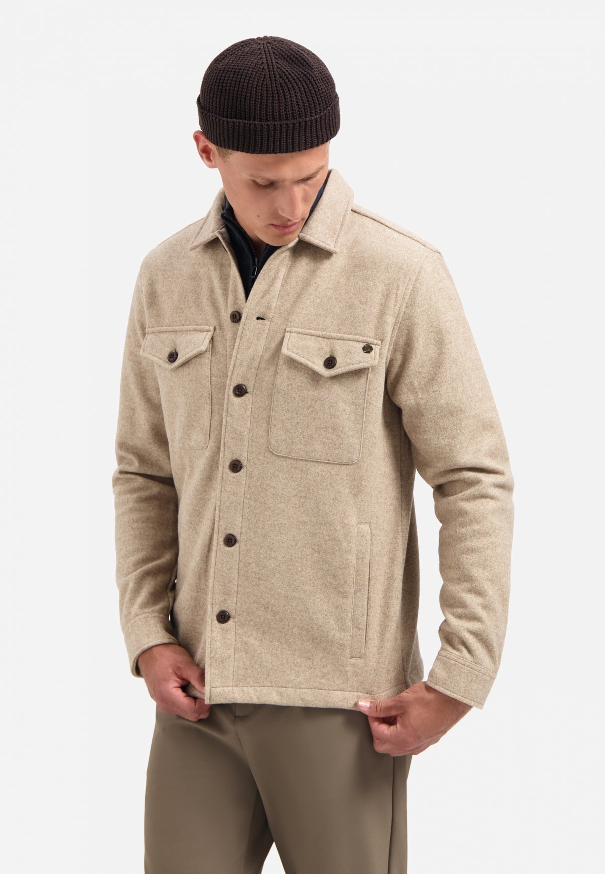 Melange overshirt | Khaki