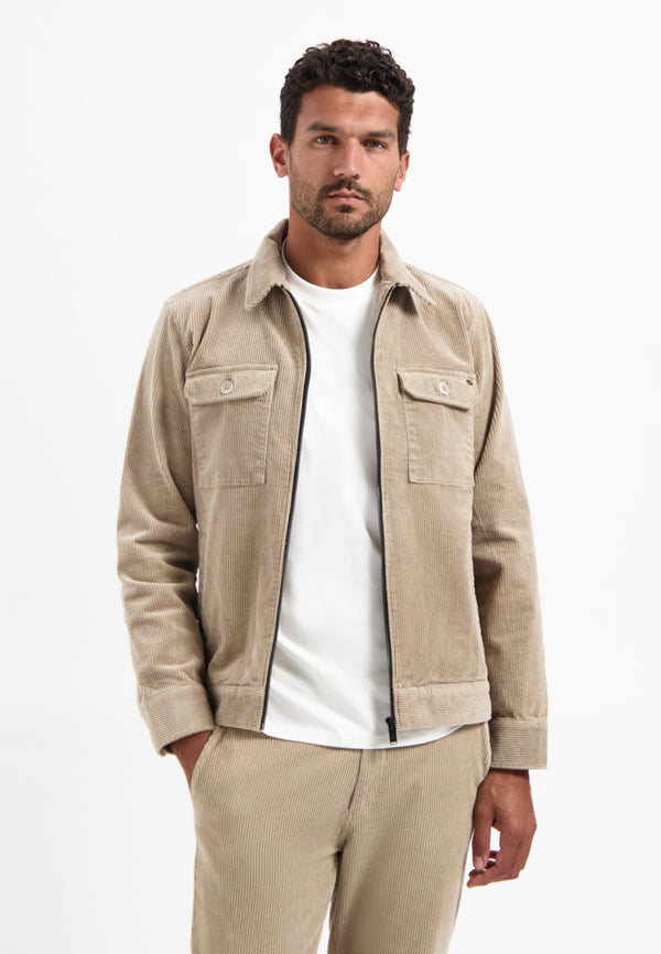 Ripped corduroy overshirt | Sand