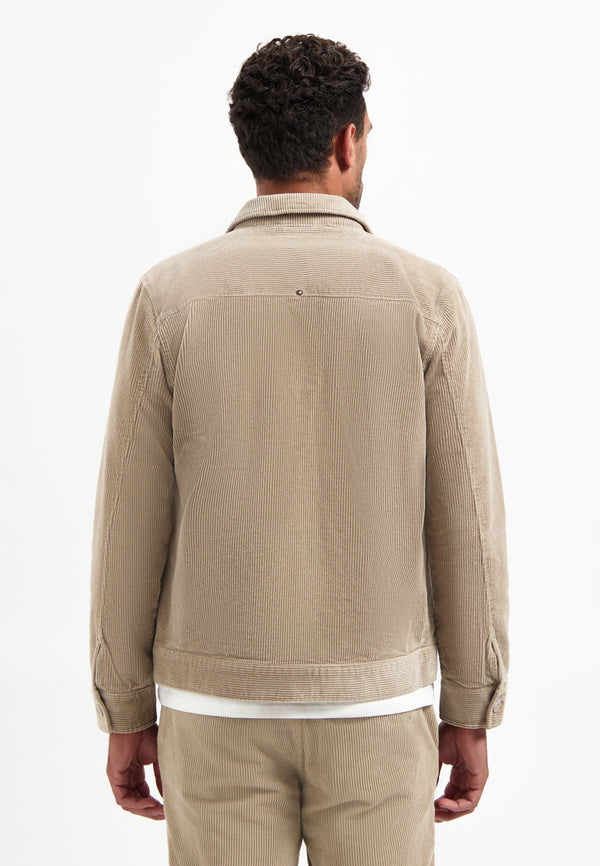 Ripped corduroy overshirt | Sand