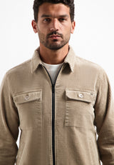 Ripped corduroy overshirt | Sand
