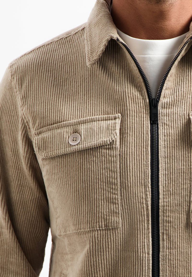 Ripped corduroy overshirt | Sand