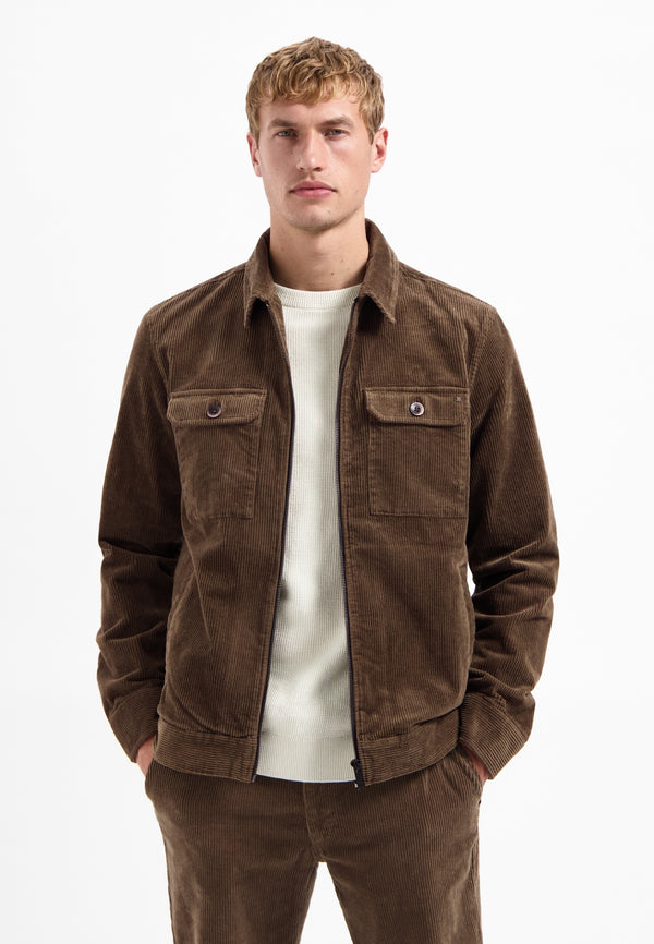 Ripped corduroy overshirt | Taupe